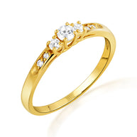 14K Gold Solitaire Lab Grown Triple Set Diamond Wedding Band Ring (Available in Yellow/Rose/White Gold)