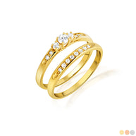 14K Gold Pave Lab Grown Triple Set Diamond Wedding Band Ring Set (Available in Yellow/Rose/White Gold)