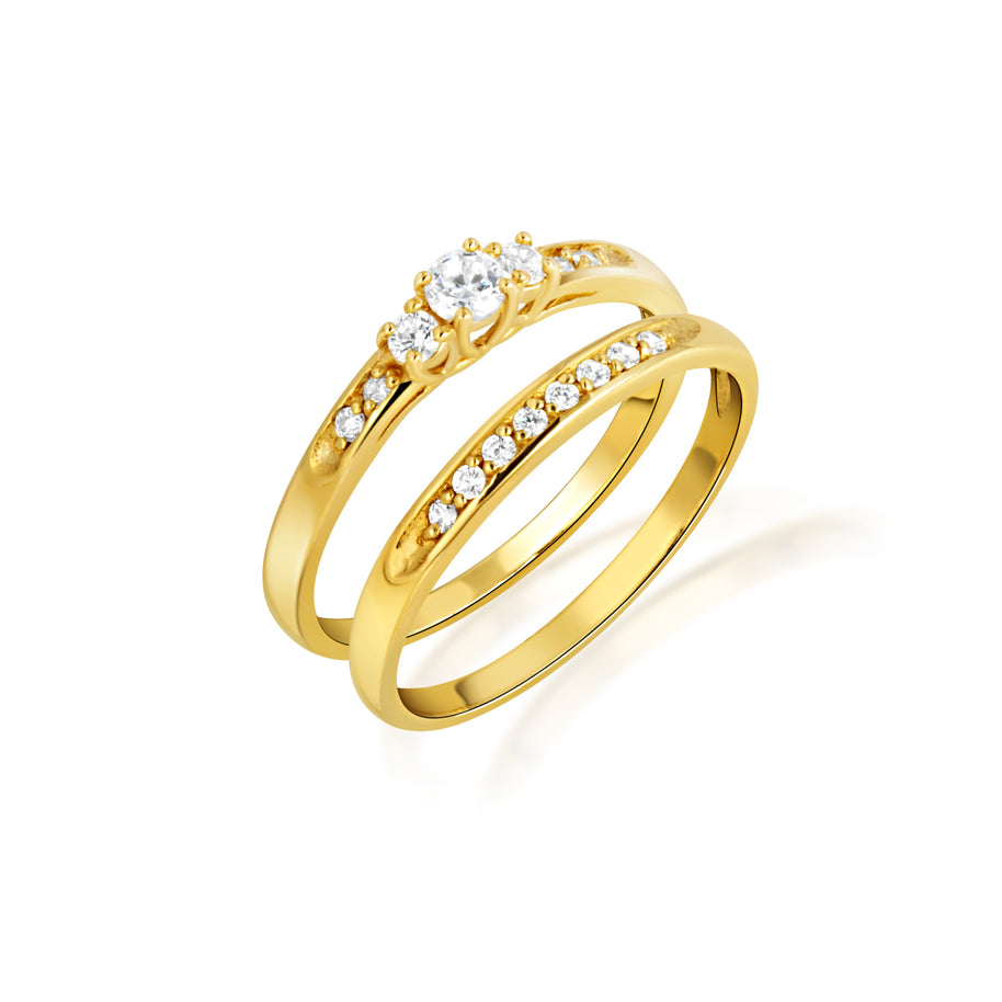14K Gold Pave Lab Grown Triple Set Diamond Wedding Band Ring Set (Available in Yellow/Rose/White Gold)
