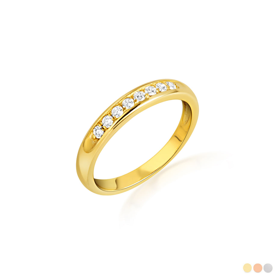 14K Gold Pave Lab Grown Triple Set Diamond Engagement Band Ring (Available in Yellow/Rose/White Gold)