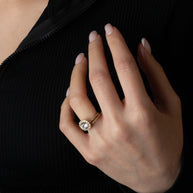 14K Gold Lab Grown Diamond Halo Engagement Band Ring Set (Available in Yellow/Rose/White Gold)