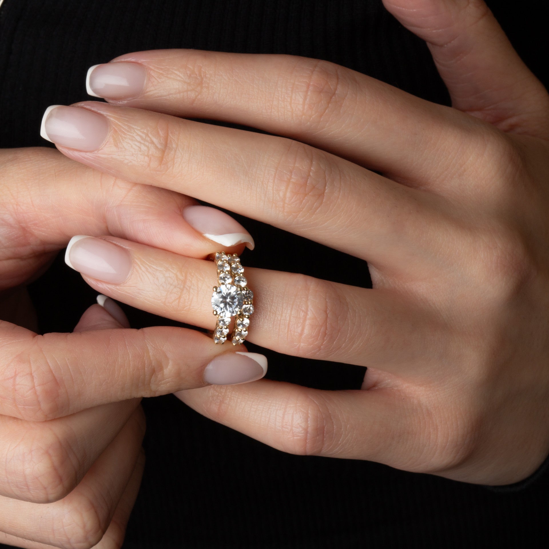 14K Gold Lab Grown Diamond Engagement Band Ring Set (Available in Yellow/Rose/White Gold)