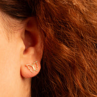 Yellow Gold Butterfly Nature Stud Earrings