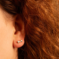 Yellow Gold Dog Bone Stud Earrings