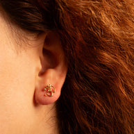 Yellow Gold Spiritual Om Symbol Hindu Stud Earrings