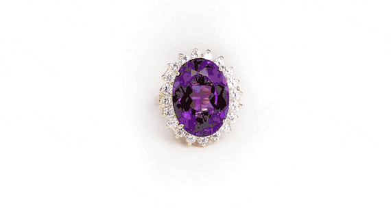 Gold Oval Gemstone Halo Ring (Available in Yellow /Rose/White Gold)