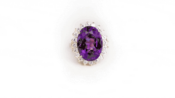 Gold Oval Gemstone Halo Ring (Available in Yellow /Rose/White Gold)