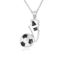 Gold Enamel Soccer Ball Cleats Shoe Sports Pendant Necklace (Available in Yellow/Rose/White Gold)
