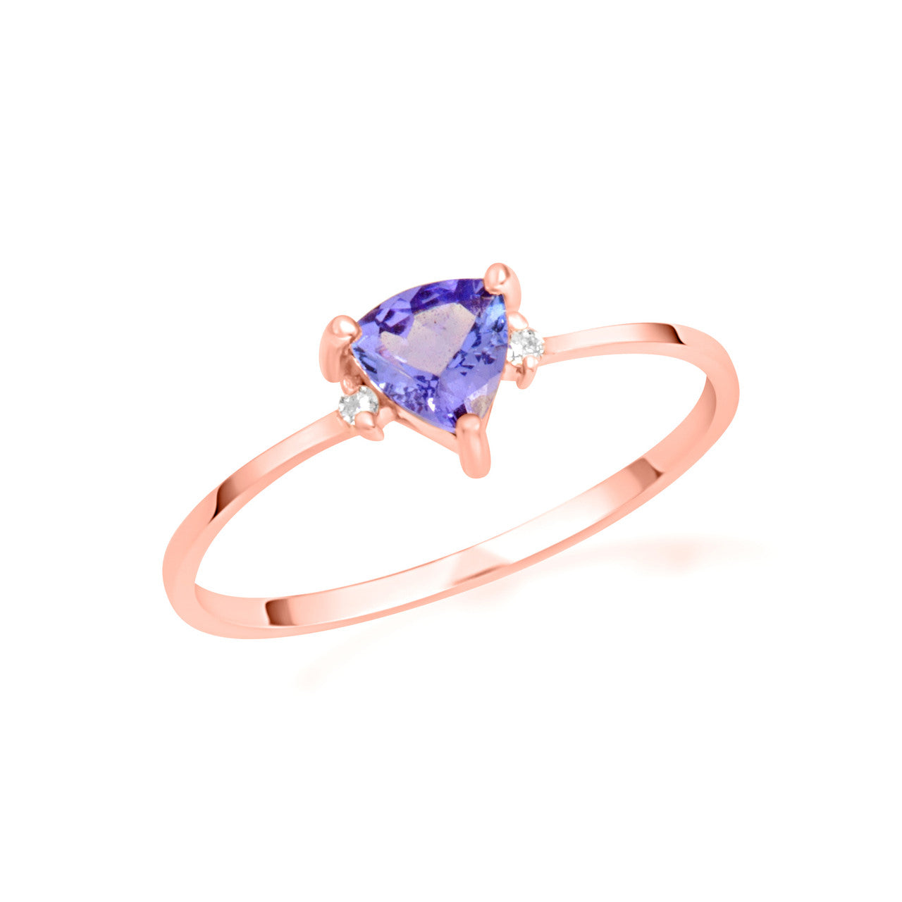 Gold Trillion Cut Tanzanite Gemstone Ring (Available in Yellow/Rose/White Gold)
