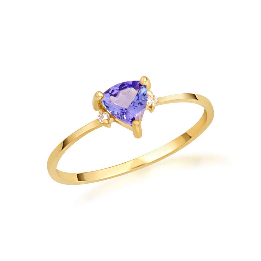 Gold Trillion Cut Tanzanite Gemstone Ring (Available in Yellow/Rose/White Gold)