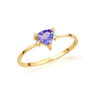 Gold Trillion Cut Tanzanite Gemstone Ring (Available in Yellow/Rose/White Gold)