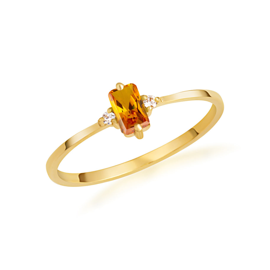 Gold Personalized Emerald Cut Birthstone Ring (Available in Yellow/Rose/White Gold)