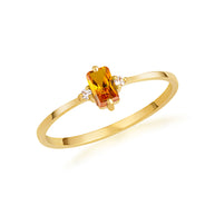 Gold Personalized Emerald Cut Birthstone Ring (Available in Yellow/Rose/White Gold)