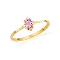 Gold Personalized Emerald Cut Birthstone Ring (Available in Yellow/Rose/White Gold)