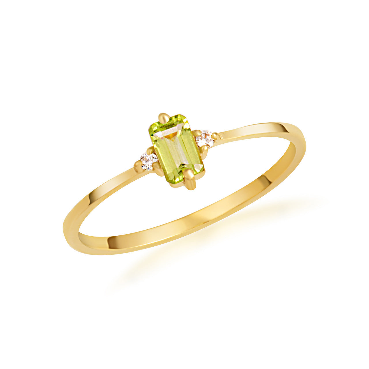 Gold Personalized Emerald Cut Birthstone Ring (Available in Yellow/Rose/White Gold)