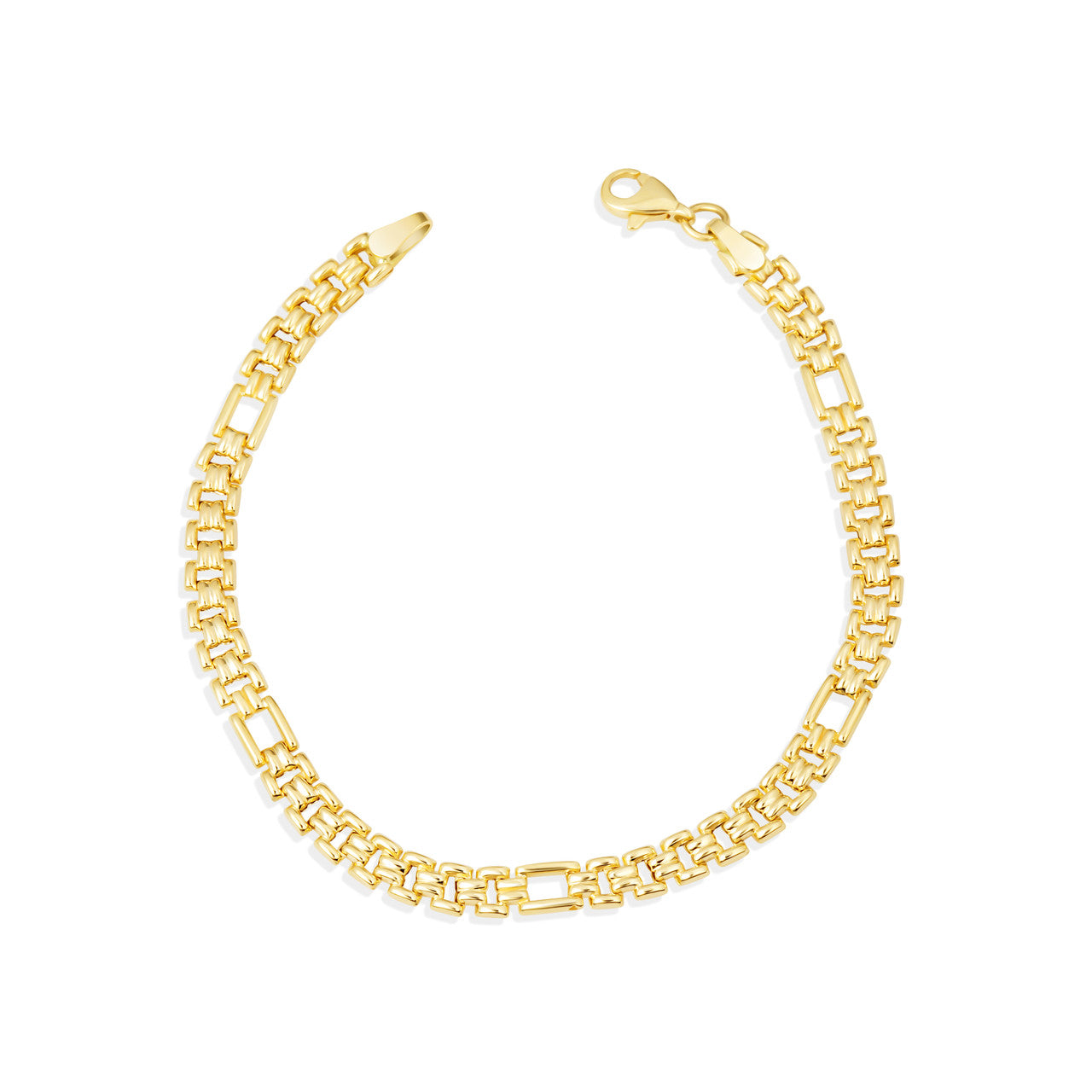 14k Solid Gold Railroad Chain Link Bracelet