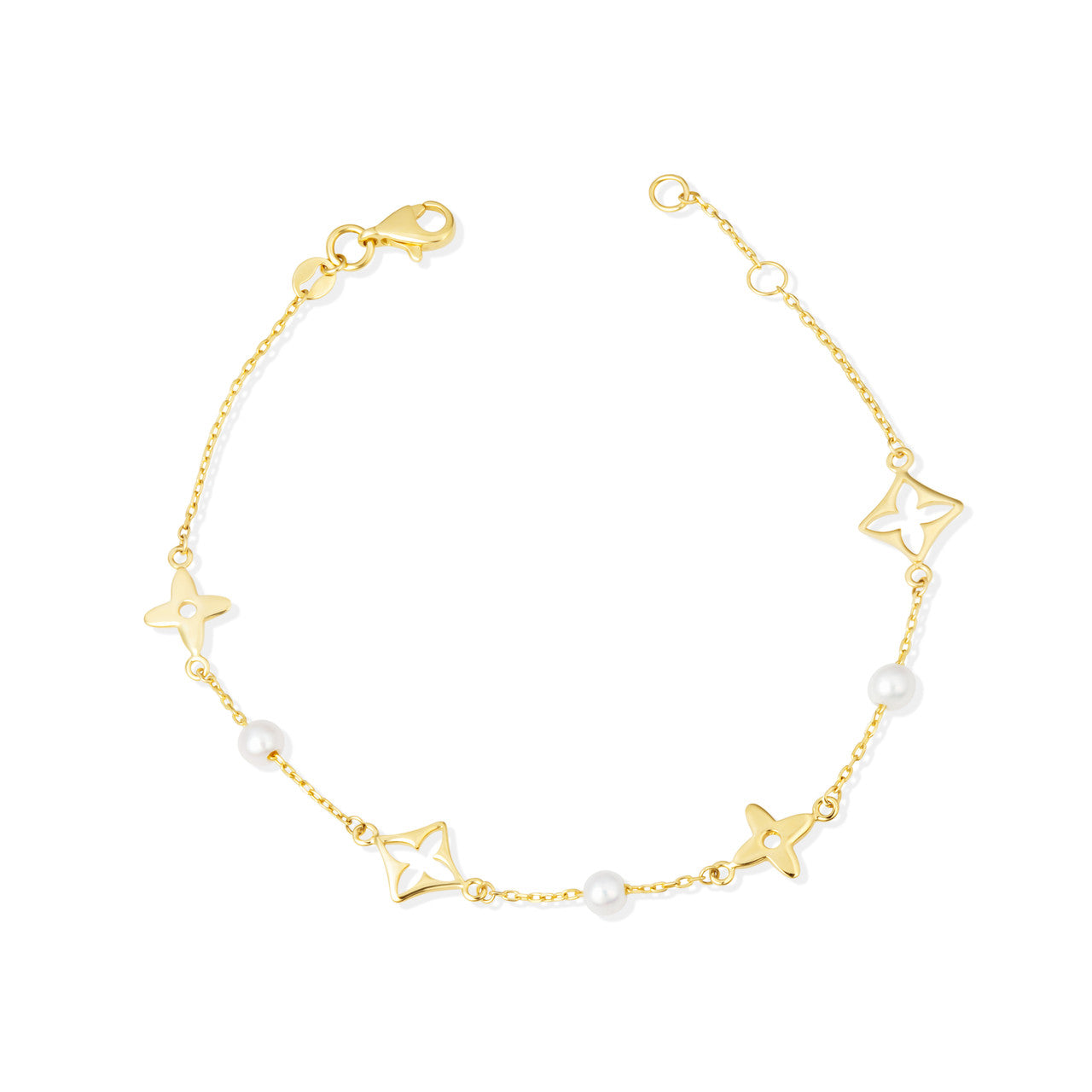 Star Pearl Bracelet in 14K Gold