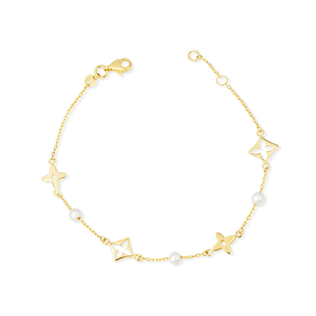 Star Pearl Bracelet in 14K Gold