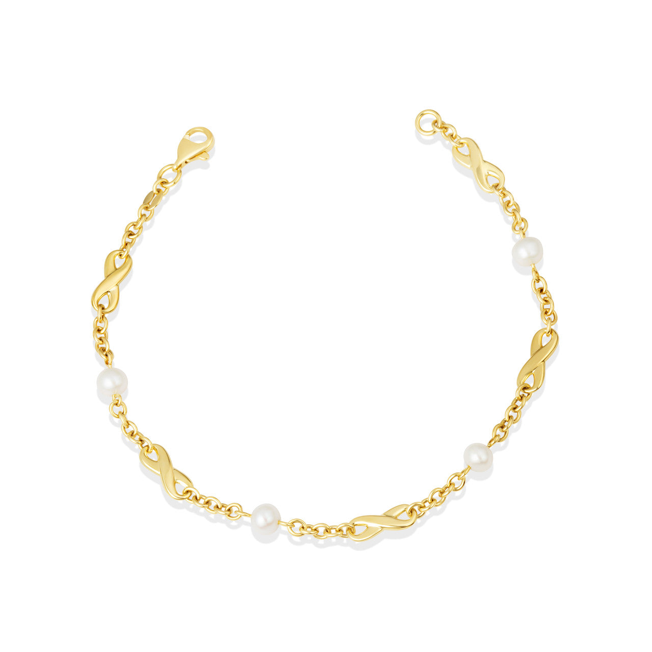 Pearl Birthstone Infinity Bracelet in 14K Gold