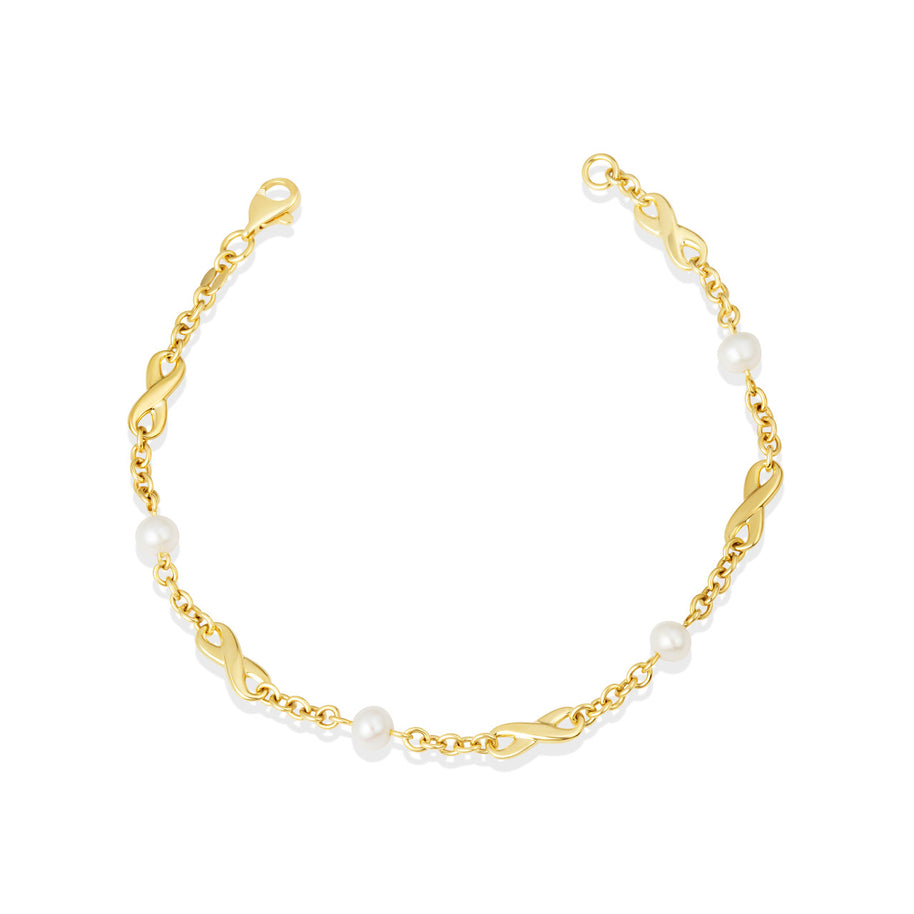 Pearl Birthstone Infinity Bracelet in 14K Gold