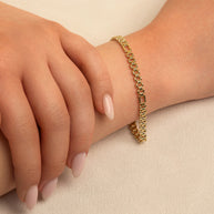 14k Solid Gold Railroad Chain Link Bracelet