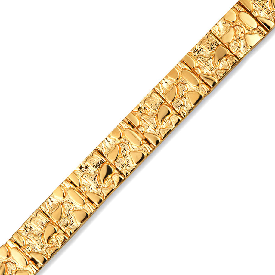 Solid Gold Heavy Nugget Bracelet (Available in Small/Large & Yellow/Rose/White Gold)