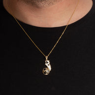 Gold Enamel Soccer Ball Cleats Shoe Sports Pendant Necklace (Available in Yellow/Rose/White Gold)
