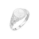.925 Sterling Silver Engravable Initial Letter A-Z Art Deco Signet Ring