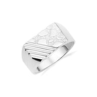 Gold Striped Nugget Signet Ring