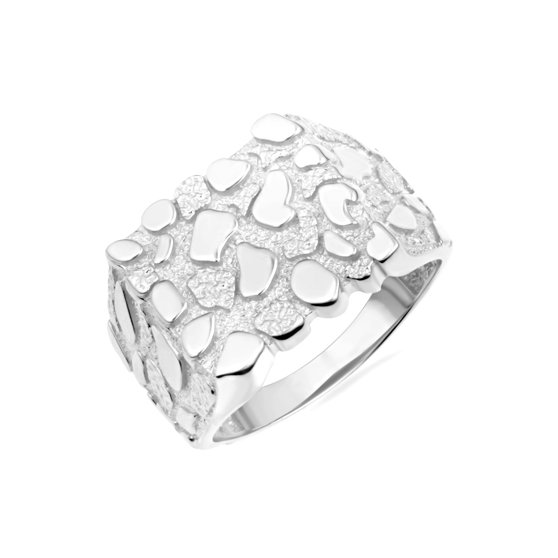 .925 Sterling Silver Nugget Square Signet Ring (Available in Small/Large)