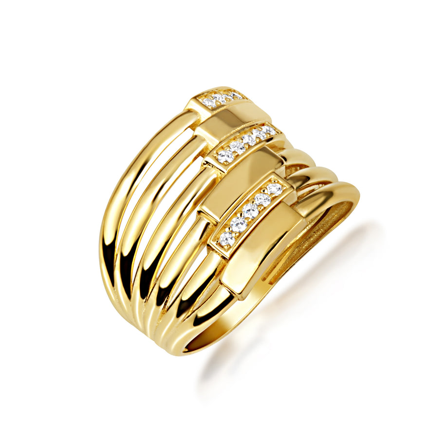 Gold Multi Row Channel Set Diamond Bar Band Ring (Available in Yellow/Rose/White Gold)