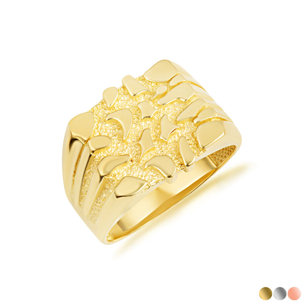 Gold Striped Nugget Ring (Available in Yellow/Rose/White Gold)
