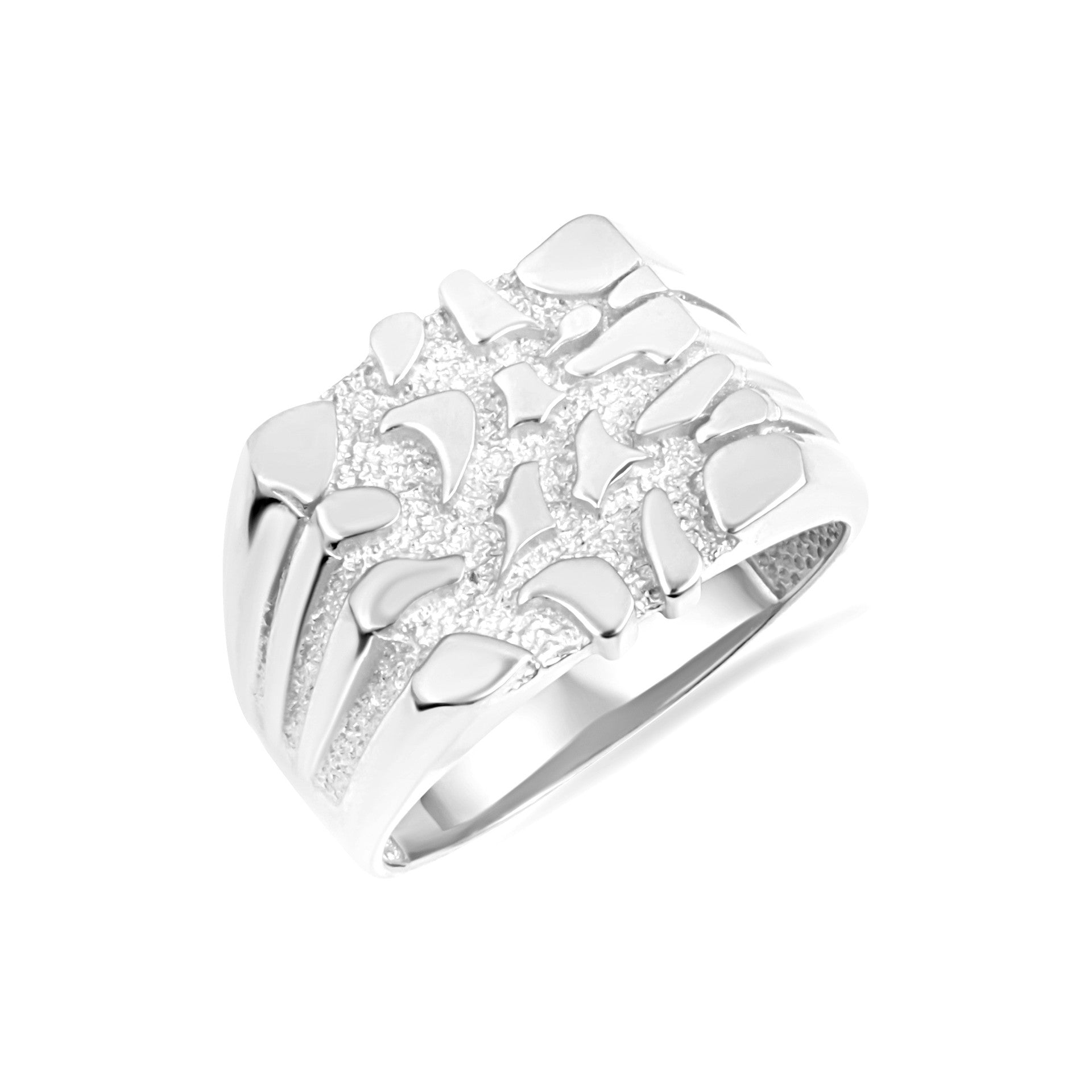 .925 Sterling Silver Striped Nugget Ring