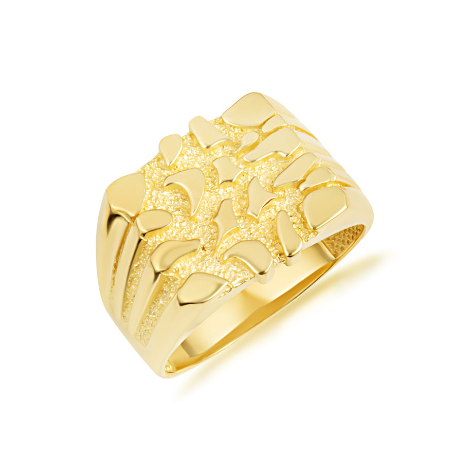 Gold Striped Nugget Ring (Available in Yellow/Rose/White Gold)