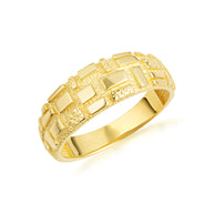Gold Textured Square Nugget Band Ring (Available in Yellow/Rose/White Gold)