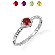 .925 Sterling Silver Personalized Lab Created Birthstone Rope Ring
