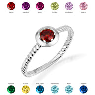 .925 Sterling Silver Custom Lab Created Birthstone Rope Ring