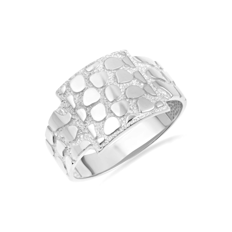 .925 Sterling Silver Nugget Signet Ring