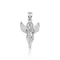 Gold Cherub Angel Diamond Wings Pendant Necklace (Available in Yellow/Rose/White Gold)