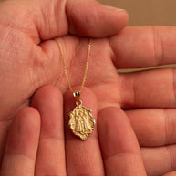 Gold Our Lady of San Juan de los Lagos Religious Pendant Necklace (Available in Yellow/Rose/White Gold)