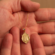 Gold Our Lady of San Juan de los Lagos Religious Pendant Necklace (Available in Yellow/Rose/White Gold)