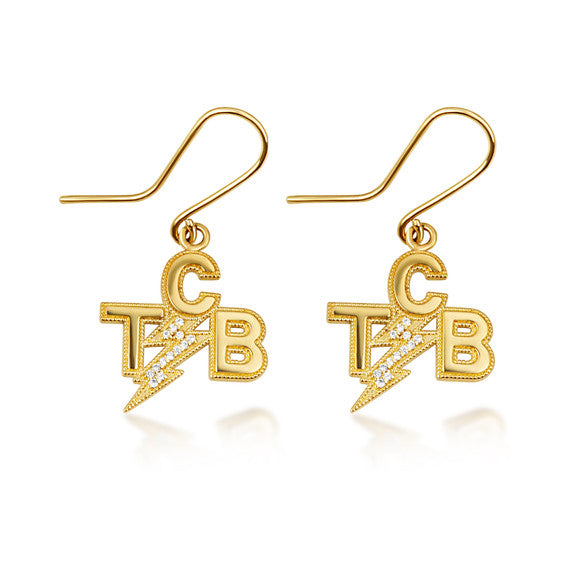 Gold Milgrain Lightning Bolt Diamond TCB (Taking Care of Business) Leverback Earrings (Available in Yellow/Rose/White Gold)