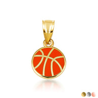 Gold Enamel Basketball Necklace (Available in Yellow Gold, Rose Gold, White Gold)