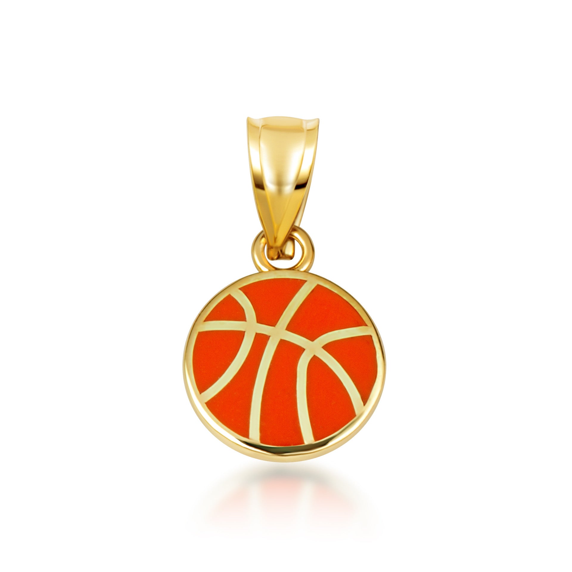 Gold Enamel Basketball Necklace (Available in Yellow Gold, Rose Gold, White Gold)