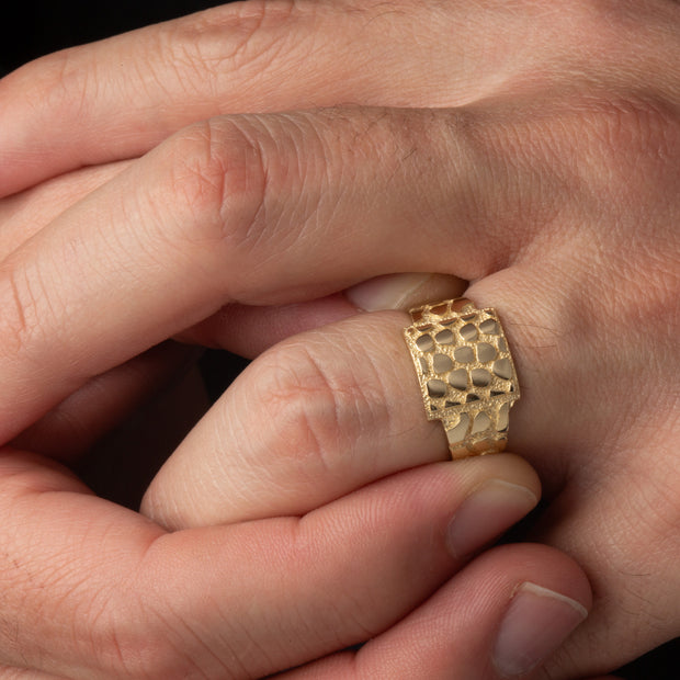 Gold Nugget Signet Ring (Available in Yellow/Rose/White Gold)