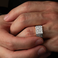 .925 Sterling Silver Nugget Square Signet Ring (Available in Small/Large)
