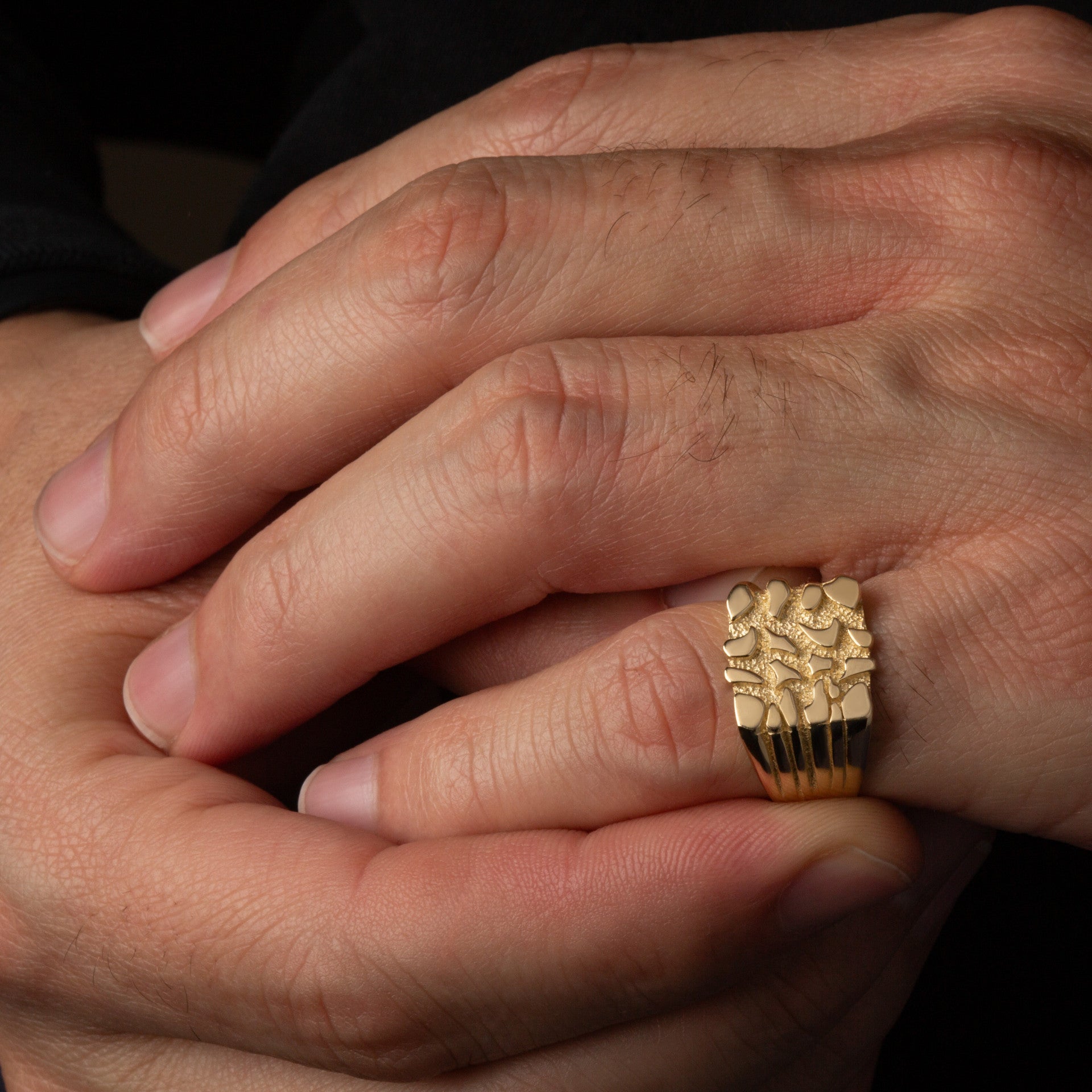 Gold Striped Nugget Ring (Available in Yellow/Rose/White Gold)