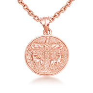 Gold Pagan Irminsul Tree of Life Viking Medallion Pendant Necklace (Available in Yellow/Rose/White Gold)