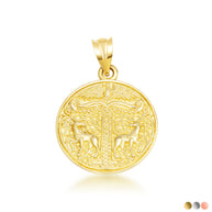 Gold Pagan Irminsul Tree of Life Viking Medallion Pendant Necklace (Available in Yellow/Rose/White Gold)