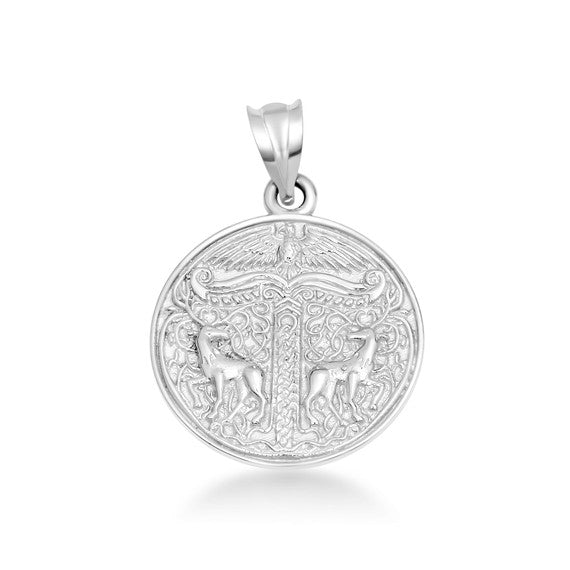 Gold Pagan Irminsul Tree of Life Viking Medallion Pendant Necklace (Available in Yellow/Rose/White Gold)